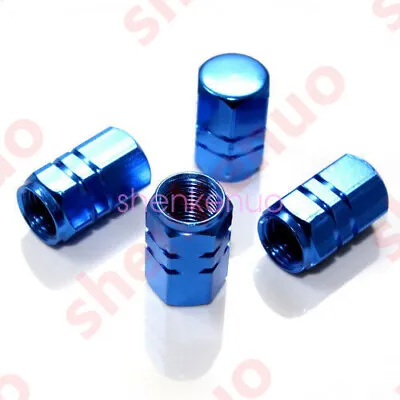 4 Blue Aluminum Tire/Wheel Air Pressure Valve Stem CAPS For Auto-Car-Truck-Bike • $7.37