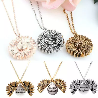 You Are My Sunshine Open Locket Sunflower Pendant Necklace Fashion Jewelry - NEW • $13.22