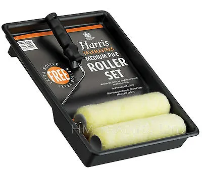 £7.99 • Buy Harris Emulsion Paint Roller Tray Set 9  & Spare Sleeve, Roller With Handle  