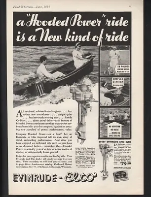 1934 Evinrude Elto Motor Engine Outboard Boat Nautical Sport Woman Marine  22313 • $24.95