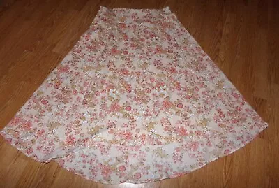Cato Womens Size L Pink Floral Pull On Knit Midi Skirt High Low Hem • $9.95