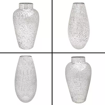 £18.95 • Buy Silver Mirrored Sparkle Glass Flower Vase Decorative Plant Pot Home Ornament
