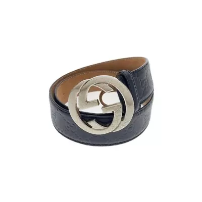 GUCCI Belt Men Size GG Interlocking Leather Black 85/34 06507c • $170