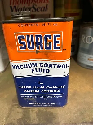 Vintage Surge Vacuum Control Fluid 16oz Metal Oil Can Babson Bros Co - FULL NOS • $14.99