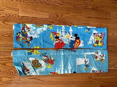 Vtg Pair Of 2 1970s Mickey Mouse Walt Disney Production Blue Valance Curtains • $15