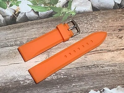  22 Mm Orange Premium Diver Smooth Silicone Strap Watchband Fits Seiko Casio  • $24.76