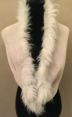 CAbi Womens Infinity Scarf One Size Beige Knit Faux Fur Trim 100% Cotton  • $54.99