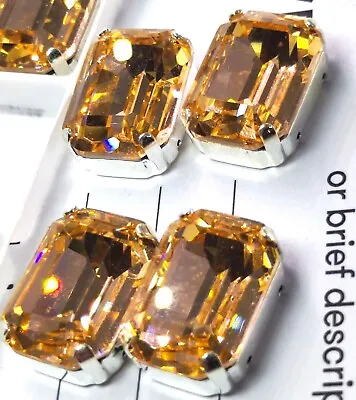£3.99 • Buy 4pcs 13x18mm Peach Mix Octagon Quality Austria Glass Crystals Sew On Bead