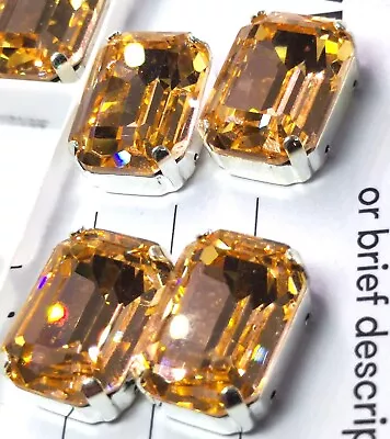 4pcs 13x18mm Peach Mix Octagon Quality Austria Glass Crystals Sew On Bead • £3.99