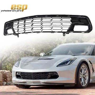 Front Bumper Lower Grill W/O Camera Glossy Black For 14-19 Chevrolet Corvette C7 • $44