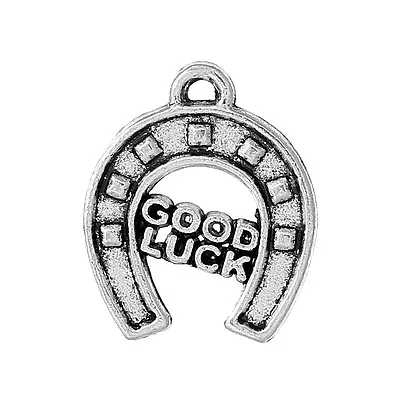 £3.39 • Buy 10 Horseshoe Good Luck Wedding Charms Silver Tone 17mm X 14mm  J45178
