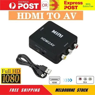 $8.95 • Buy 1080p HDMI To RCA AV CVBS 3RCA L/R HD Video Composite Converter Adapter Box BK