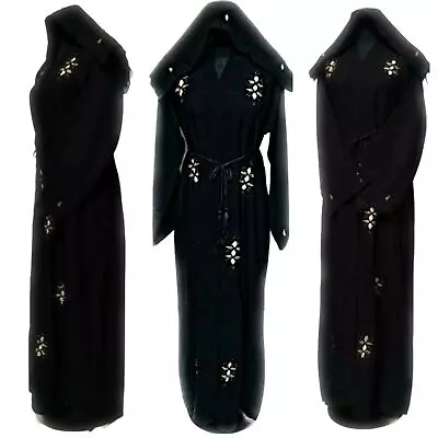 Black Arabian Abaya Jalabiya Modest Dress With Bead Works • £34.99