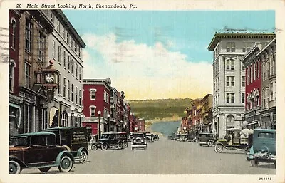 Main Street Looking North Shenandoah Pennsylvania PA Old Cars Linen 1940 PC • $14.95