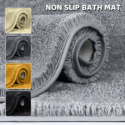 £8.99 • Buy Non Slip Bath Mat Super Water Absorbent Bathroom Rugs Soft Toilet Pedestal Mats