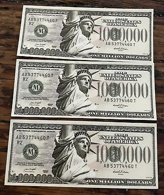 One Million Dollar Statue Of Liberty Novelty Banknote Colorized Lot Of 3. ￼ • $2.50