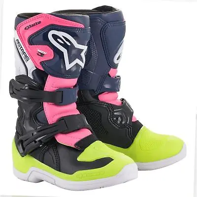 Alpinestars Tech 3S Kids Boots - Black/Blue/Pink -  Size 2 • $168.41