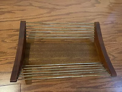 MCM Retro Vintage Wooden & Metal Basket Fruit Bread ~13.5x9.5x3” • $31