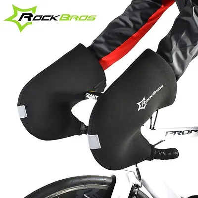 RockBros Winter Cycling Gloves Road Bike Bar Handlebar Warm Mittens Mitts Black • $19.99