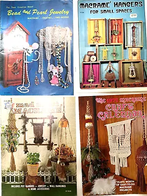 1970s MACRAME Booklets X 4 Plant Hangers Wall Hangings 1970s Decor FUN & FUNKY • $12.99