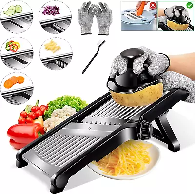 Adjustable Mandoline Food Slicer Kitchen Stainless Steel Food Cutter For Vegeta • $39.17