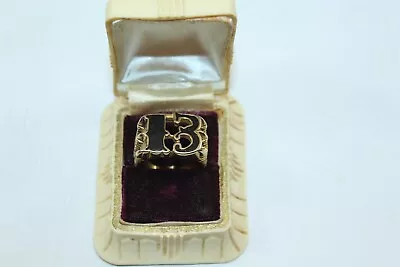 Vintage Brass Ring With Black Enamel  13  With Gift Box Size 13  • $38.70