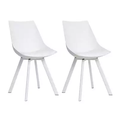 Artiss Set Of 2 Lylette Dining Chairs Cafe Chairs PU Leather Padded Seat White • $109.88