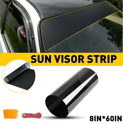 Car Sun Visor Strip Tint Front Film Windshield UV Shade Banner Accessories Black • $9.99