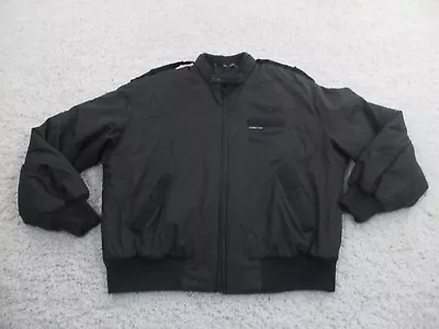 Members Only Jacket Mens Medium Black Full Zip Windbreaker Bomber Coat Outdoor A • $30