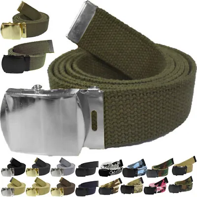 Military Web Belt Cotton Canvas Adjustable Camo Army Tactical Skater Webbed Belt • $9.99