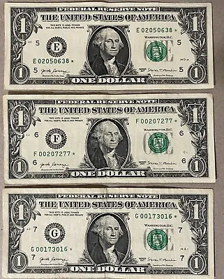 Lot Of 3 2017 $1 Dollar Star Note EFG Black Low Fancy Serial Number  • $15