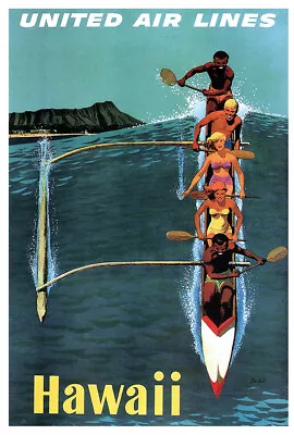 United Airlines - Hawaii - 1950s - Vintage Travel Poster - Version #1 • $14.99