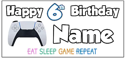 Personalised PS5 Controller 6th Birthday Banner X2 Party Decorations Boys Girls • £7.95