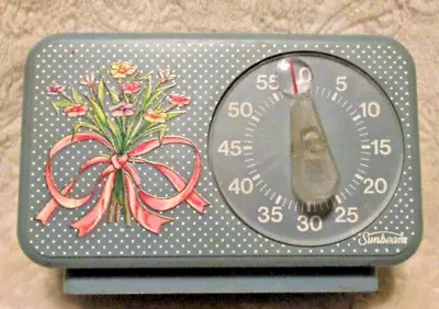 Vintage~Sunbeam~Rectangle Shape Kitchen Timer~Blue~White Dots • $7.40