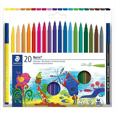 STAEDTLER Fibre-Tip Felt Tip Pen Set Fine Drawing Marker Art School Kids Colour • £9.99