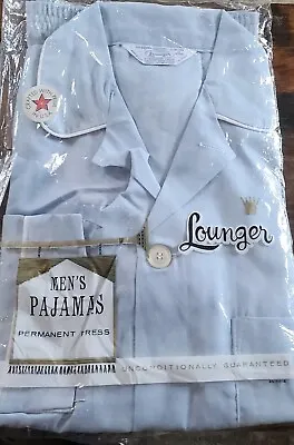New Vintage Lounger Men's Pajamas Set Size Medium Blue Made In USA Pants Shirt • $39