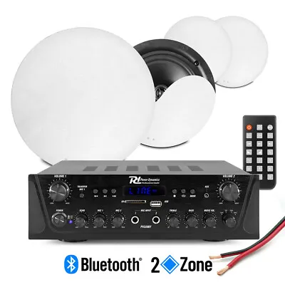 2-Zone Multi Room Ceiling Speaker System PV220BT Bluetooth Amplifier & 4x NCSS8 • £269