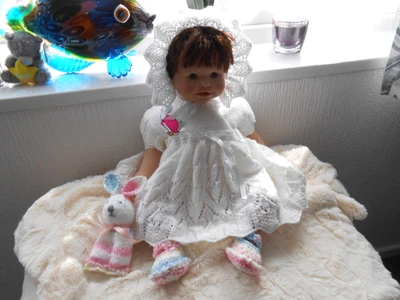 £21.99 • Buy Hand Knitted White *Jemima Puddle Duck* Dress Set Baby Girl 3-6MTH..**.NEW **