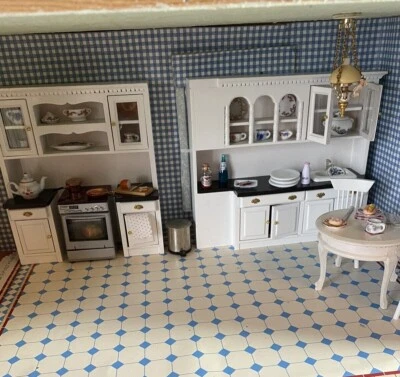 £42.99 • Buy Dolls House Lovely Modern White Kitchen With Lots Of Accessories