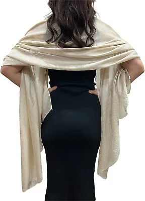 Central Chic Large Silky Shimmery Pashmina Shawl Stole Wrap Scarf Weddings Party • £9.95