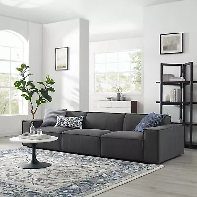 Modway Restore 3-Piece Upholstered Sectional Sofa In Charcoal • $1325.98