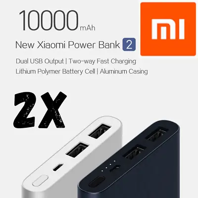 $19.80 • Buy 2x Xiaomi Mi Portable Power Bank 10000mAh Dual USB Input USB For IPhone Samsung