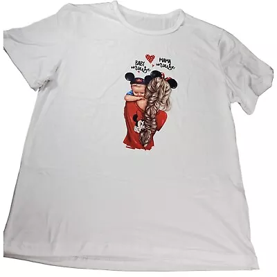 Minnie Mouse Mama Tee Shirt Baby Mouse Short Sleeve White Knit Tee Shirt Top • $14