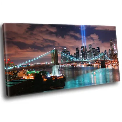 New York City Manhattan Skyline Panoramic Canvas Print Framed Wall Art • £29.99