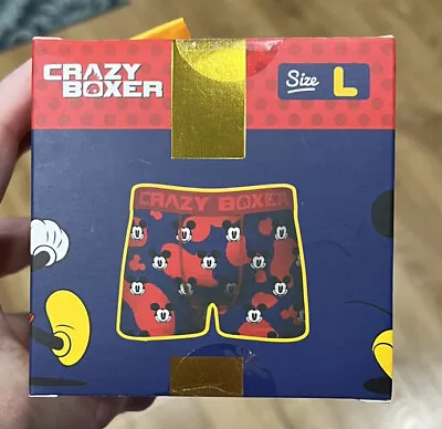 Crazy Boxer Disney Mickey Mouse Boxer Brief Sz L  (36-38) New In Gift Box • $22.99