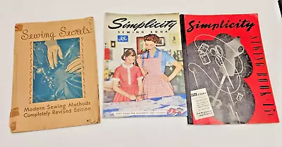 Lot Of 3 Sewing Books/Manuals Sewing Secrets And Simplicity 1934 1940 1952 • $5