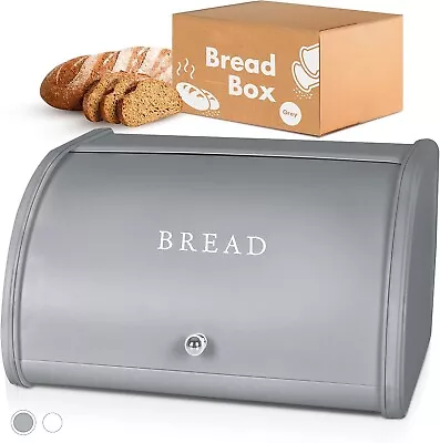 Metal Bread Box Gray Kitchen Counter Stainless Steel Bread Storage • $31.49