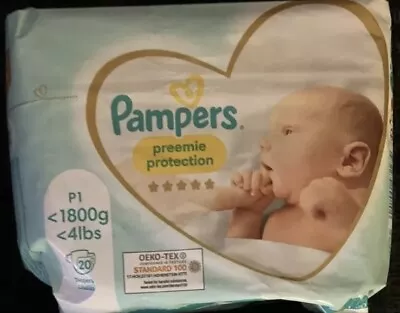 X 5 Pampers Nappies Size P1 Premature Newborn Baby Preemie Protection 1800g 100 • £13.99