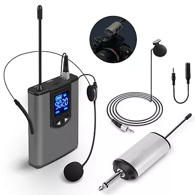 Wireless Lavalier Microphone System UHF For Camera PC Smartphone Camcorder R2R1 • $32.99