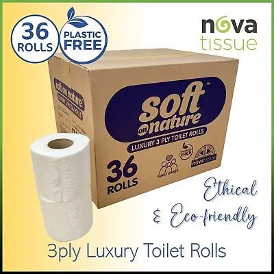 36 Toilet Rolls Soft On Nature Eco Paper 3ply Luxury Plastic Free UK Made • £22